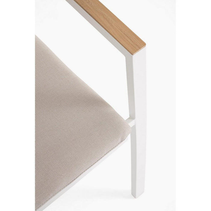 Sedia con braccioli e cuscino bianco - VELISSA