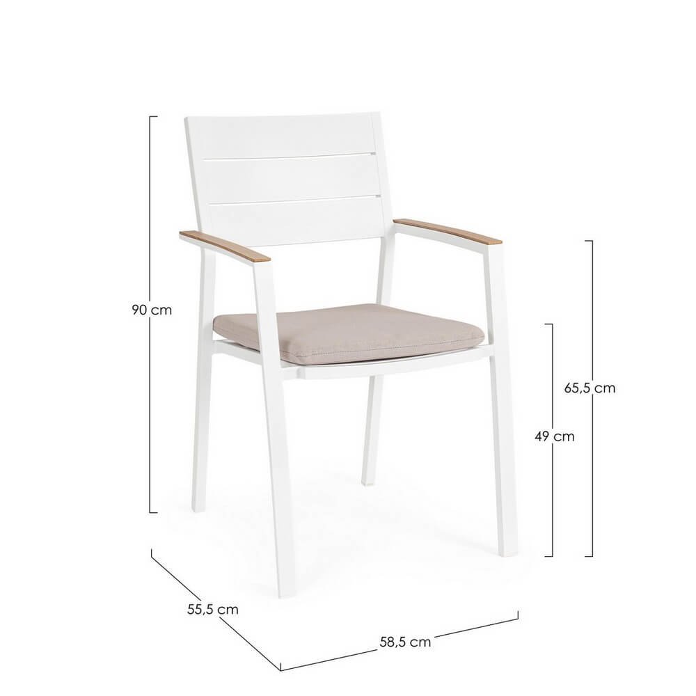 Sedia con braccioli e cuscino bianco - VELISSA