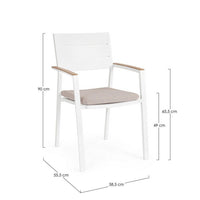 Sedia con braccioli e cuscino bianco - VELISSA