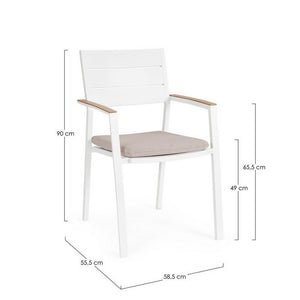 Sedia con braccioli e cuscino bianco - VELISSA