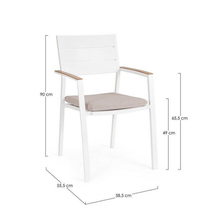 Sedia con braccioli e cuscino bianco - VELISSA