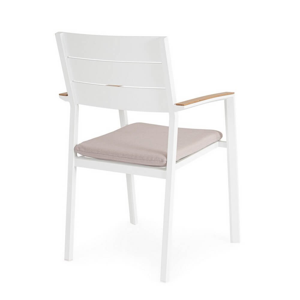 Sedia con braccioli e cuscino bianco - VELISSA