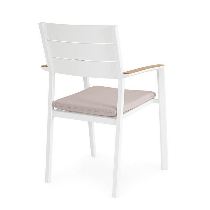 Sedia con braccioli e cuscino bianco - VELISSA