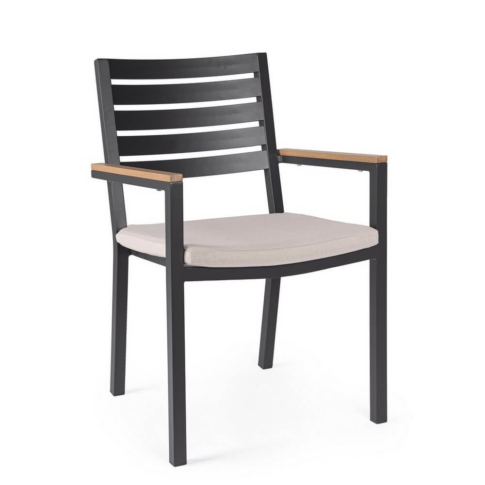 Set 4 Sedie con Braccioli Alluminio Antracite da Esterno - CARMEYA