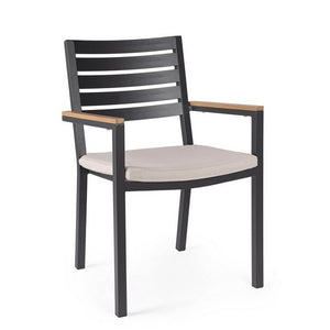 Set 4 Sedie con Braccioli Alluminio Antracite da Esterno - CARMEYA