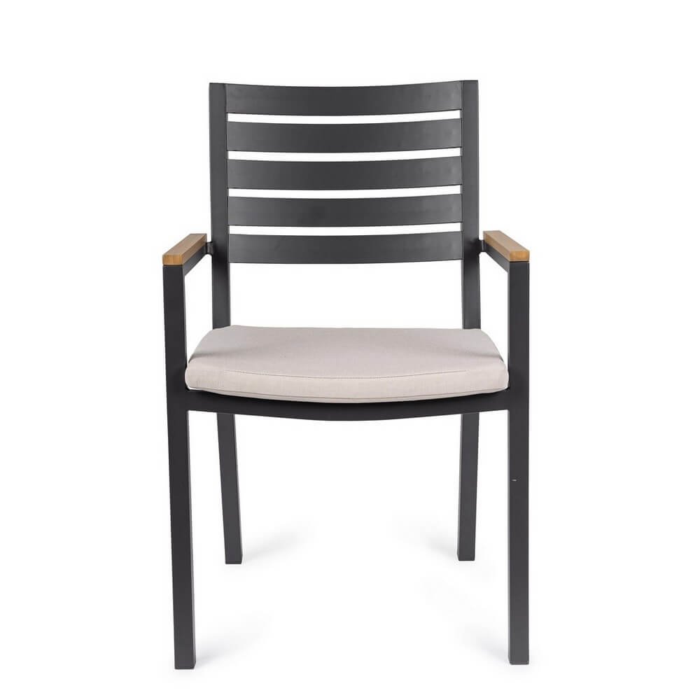 Set 4 Sedie con Braccioli Alluminio Antracite da Esterno - CARMEYA