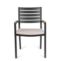 Set 4 Sedie con Braccioli Alluminio Antracite da Esterno - CARMEYA