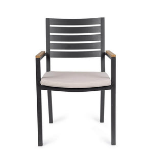 Set 4 Sedie con Braccioli Alluminio Antracite da Esterno - CARMEYA