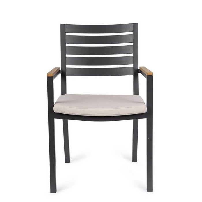 Set 4 Sedie con Braccioli Alluminio Antracite da Esterno - CARMEYA