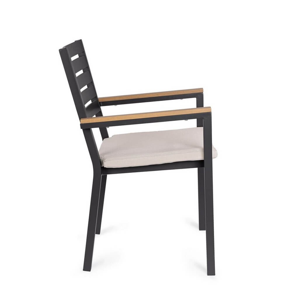 Set 4 Sedie con Braccioli Alluminio Antracite da Esterno - CARMEYA