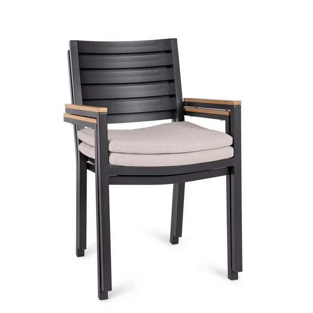 Set 4 Sedie con Braccioli Alluminio Antracite da Esterno - CARMEYA