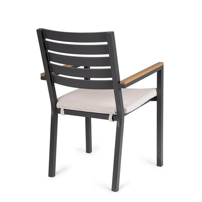 Set 4 Sedie con Braccioli Alluminio Antracite da Esterno - CARMEYA