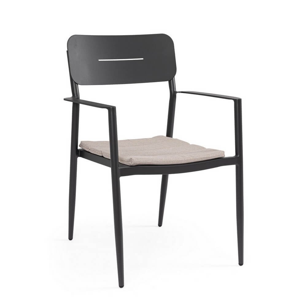 Set 4 Sedie con Braccioli Alluminio Antracite Moderno Esterno - ZANDOR