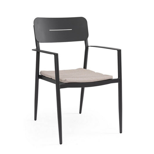 Set 4 Sedie con Braccioli Alluminio Antracite Moderno Esterno - ZANDOR