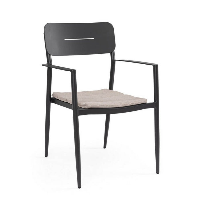 Set 4 Sedie con Braccioli Alluminio Antracite Moderno Esterno - ZANDOR