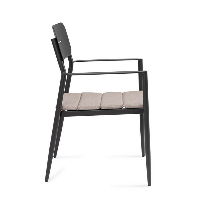 Set 4 Sedie con Braccioli Alluminio Antracite Moderno Esterno - ZANDOR