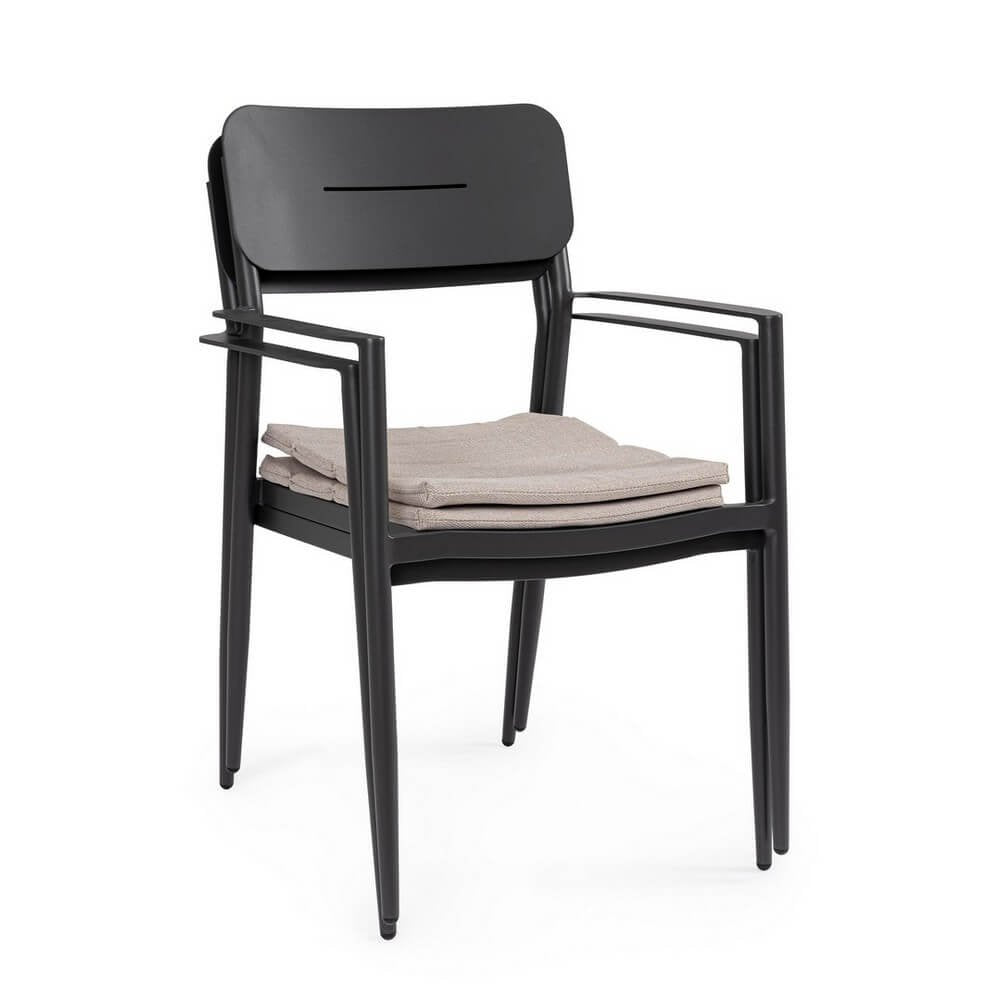 Set 4 Sedie con Braccioli Alluminio Antracite Moderno Esterno - ZANDOR