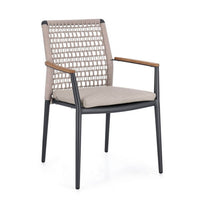 Set 4 Sedie con Braccioli Alluminio Antracite da Esterno - ODELIS