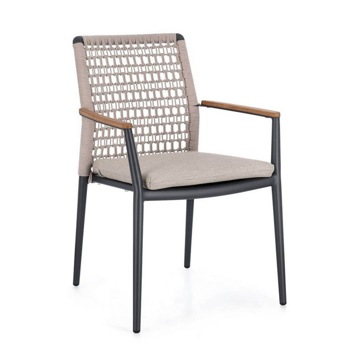 Set 4 Sedie con Braccioli Alluminio Antracite da Esterno - ODELIS