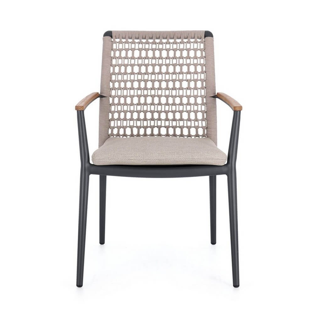 Sedia con braccioli e cuscino antracite - ODELIS