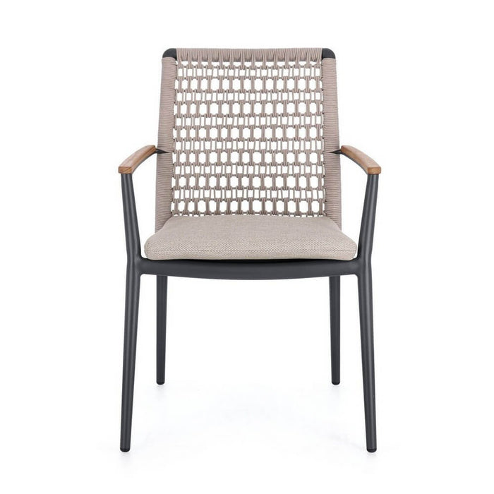 Sedia con braccioli e cuscino antracite - ODELIS