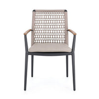 Set 4 Sedie con Braccioli Alluminio Antracite da Esterno - ODELIS