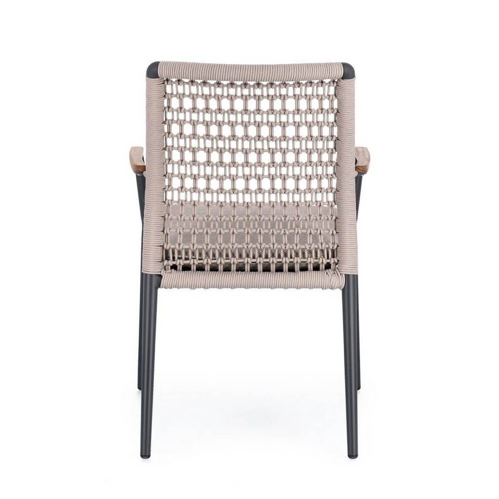 Set 4 Sedie con Braccioli Alluminio Antracite da Esterno - ODELIS