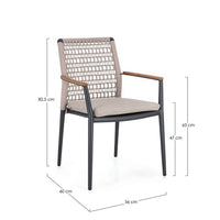 Set 4 Sedie con Braccioli Alluminio Antracite da Esterno - ODELIS