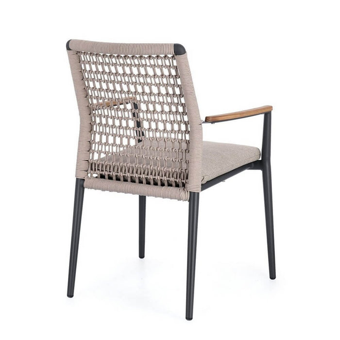 Set 4 Sedie con Braccioli Alluminio Antracite da Esterno - ODELIS