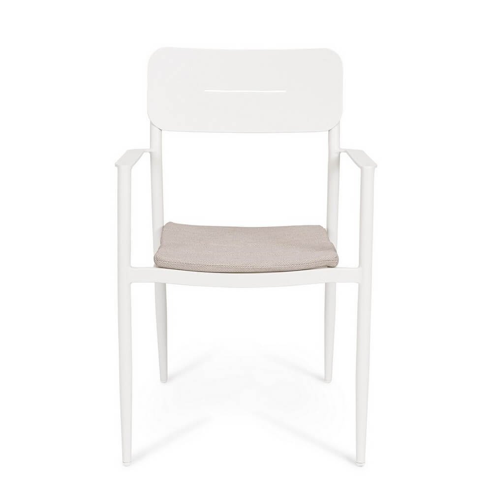 Set 4 Sedie con Braccioli Alluminio Bianco da Interno - RAVINA