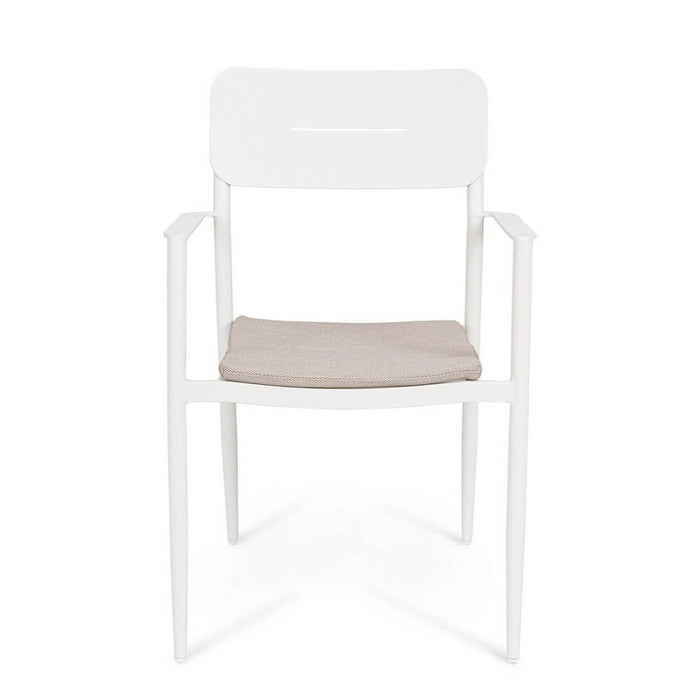 Set 4 Sedie con Braccioli Alluminio Bianco da Interno - RAVINA