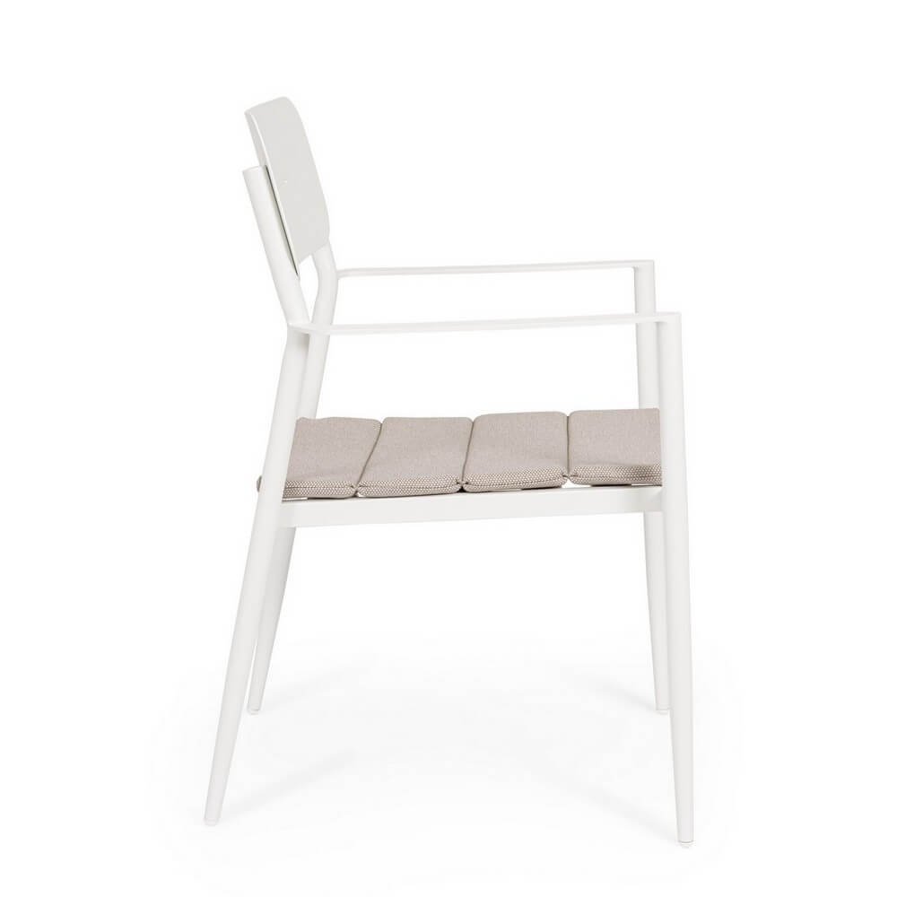 Set 4 Sedie con Braccioli Alluminio Bianco da Interno - RAVINA