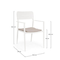 Set 4 Sedie con Braccioli Alluminio Bianco da Interno - RAVINA