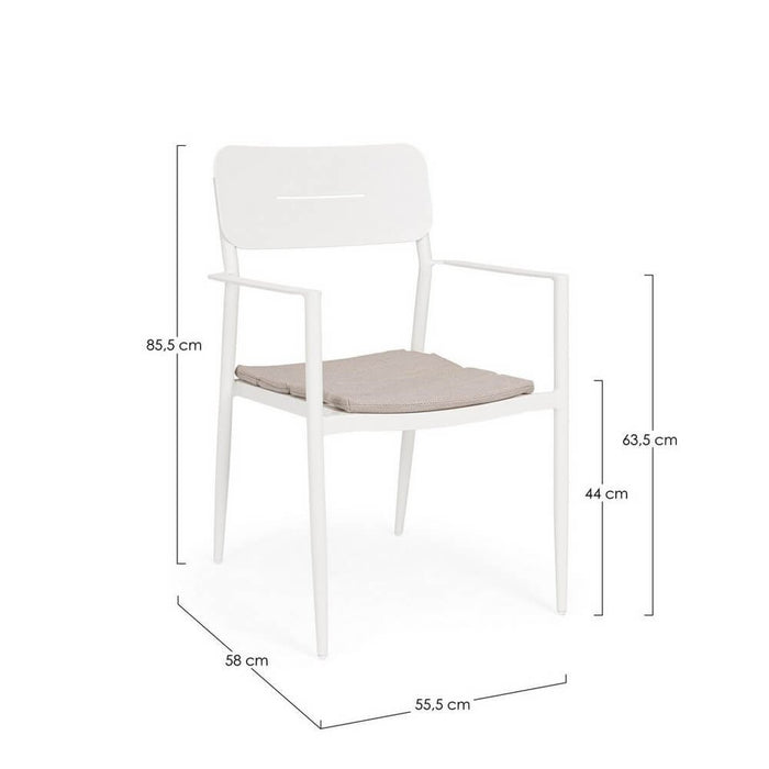 Set 4 Sedie con Braccioli Alluminio Bianco da Interno - RAVINA