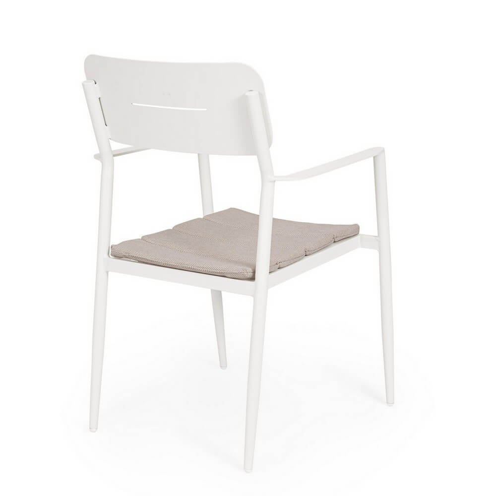 Set 4 Sedie con Braccioli Alluminio Bianco da Interno - RAVINA