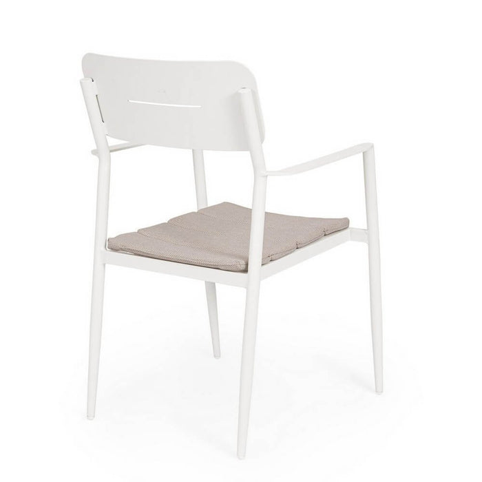 Set 4 Sedie con Braccioli Alluminio Bianco da Interno - RAVINA