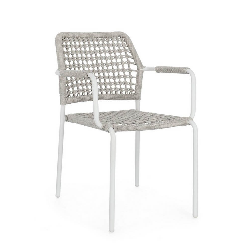 Set 4 Sedie con Braccioli Alluminio Bianco da Esterno - LIOREN
