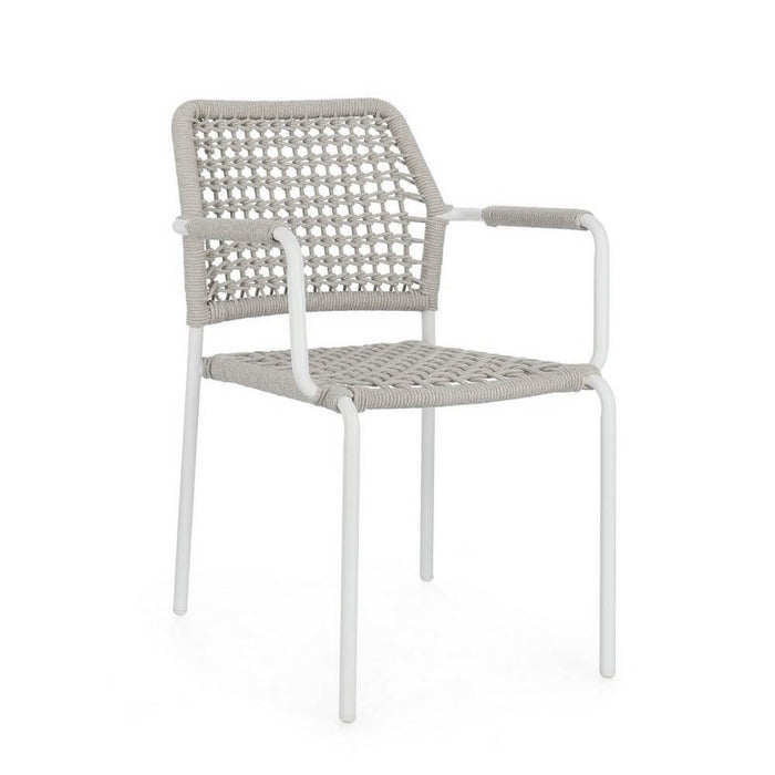 Set 4 Sedie con Braccioli Alluminio Bianco da Esterno - LIOREN