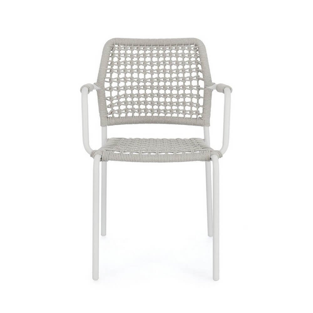 Set 4 Sedie con Braccioli Alluminio Bianco da Esterno - LIOREN