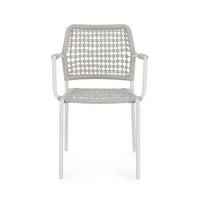 Set 4 Sedie con Braccioli Alluminio Bianco da Esterno - LIOREN