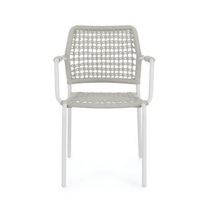 Set 4 Sedie con Braccioli Alluminio Bianco da Esterno - LIOREN