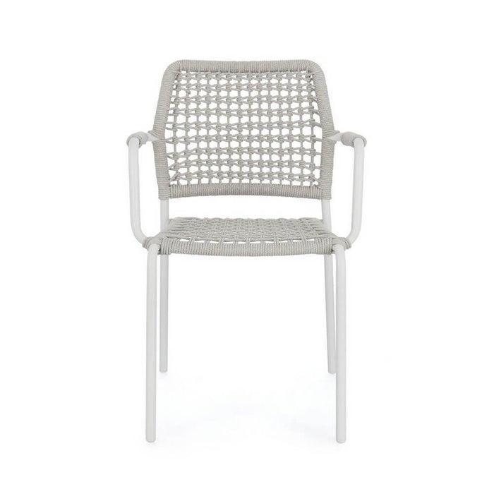 Set 4 Sedie con Braccioli Alluminio Bianco da Esterno - LIOREN