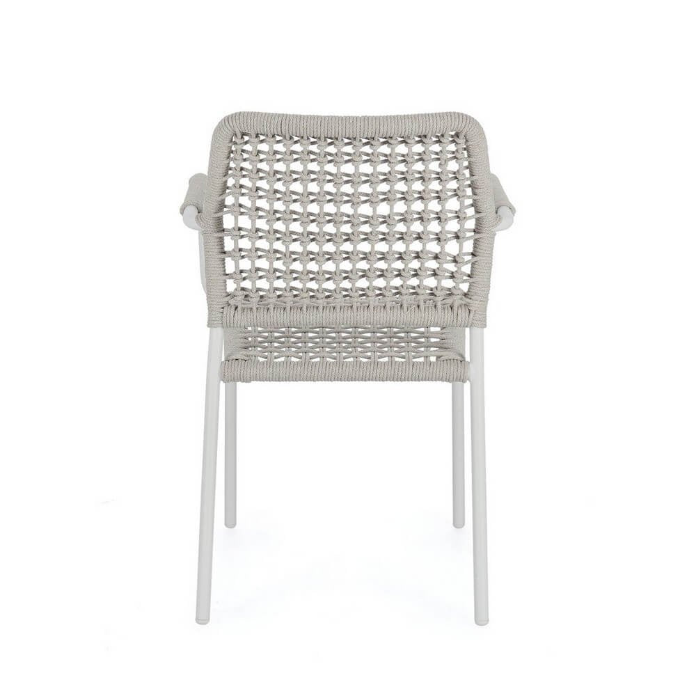Set 4 Sedie con Braccioli Alluminio Bianco da Esterno - LIOREN