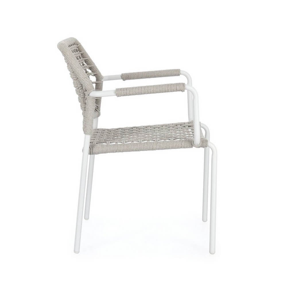 Set 4 Sedie con Braccioli Alluminio Bianco da Esterno - LIOREN