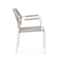 Set 4 Sedie con Braccioli Alluminio Bianco da Esterno - LIOREN