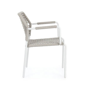 Set 4 Sedie con Braccioli Alluminio Bianco da Esterno - LIOREN