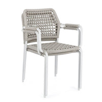 Set 4 Sedie con Braccioli Alluminio Bianco da Esterno - LIOREN