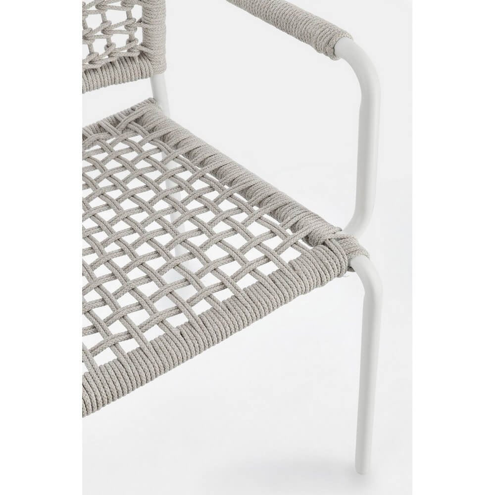 Set 4 Sedie con Braccioli Alluminio Bianco da Esterno - LIOREN