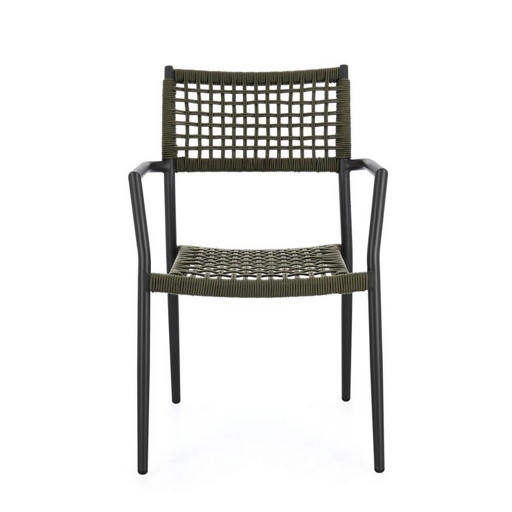 Set 4 Sedie con Braccioli Alluminio Verde da Esterno - CAELIS