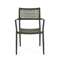 Set 4 Sedie con Braccioli Alluminio Verde da Esterno - CAELIS